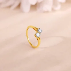 Gold Bypass Duo Solitaire Lab Grown Diamond Ring