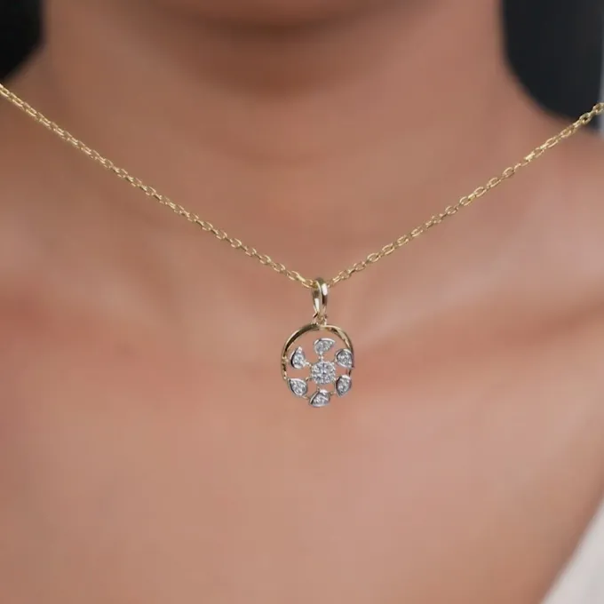 Gold Celeste Circle Lab Grown Diamond Pendant