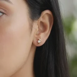 Gold Celestial Curve Lab Grown Diamond Earrings