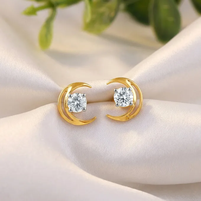 Gold Celestial Curve Lab Grown Diamond Earrings