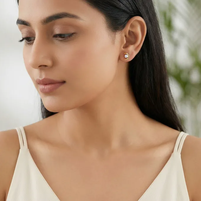 Gold Celestial Curve Lab Grown Diamond Earrings
