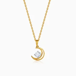 Gold Celestial Curve Lab Grown Diamond Pendant