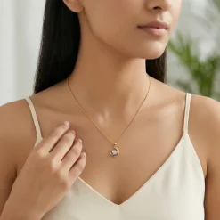 Gold Celestial Curve Lab Grown Diamond Pendant