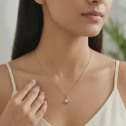 Gold Celestial Curve Lab Grown Diamond Pendant