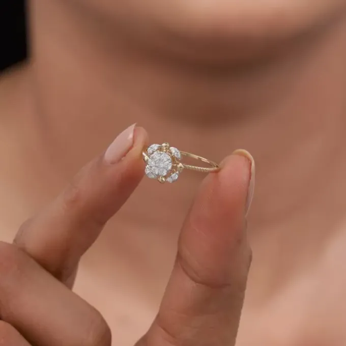 Gold Chakra Lab Grown Diamond Ring
