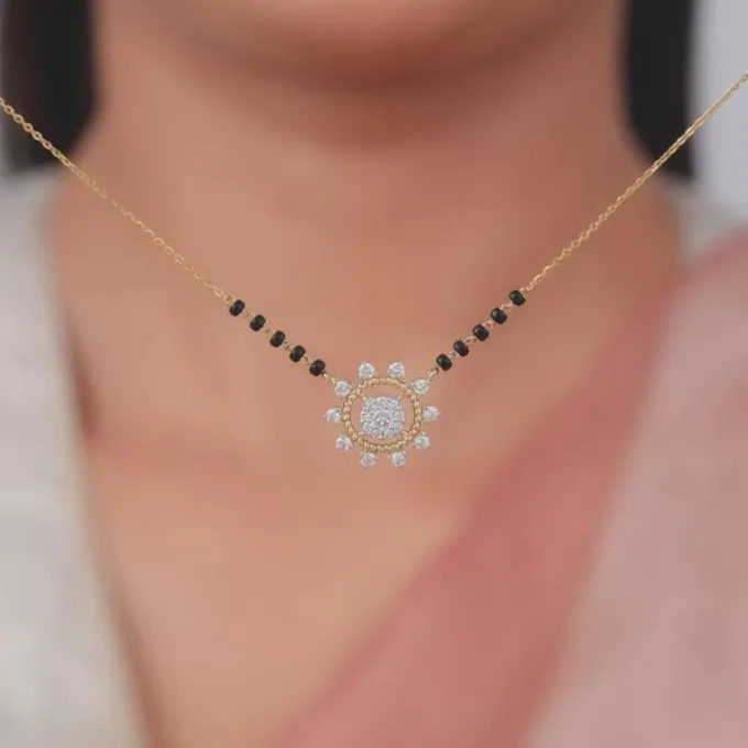 Gold Chandramukhi Lab Grown Diamond Mangalsutra