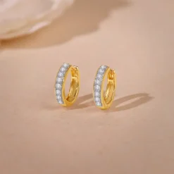 Gold Channel Lab Grown Diamond Hoop Earrings