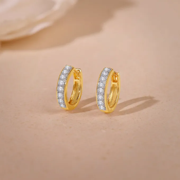 Gold Channel Lab Grown Diamond Hoop Earrings