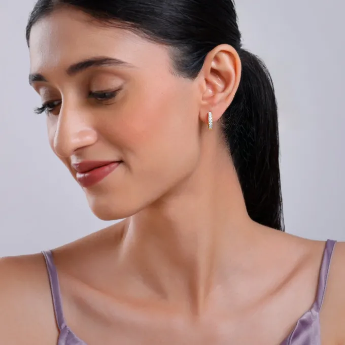 Gold Channel Lab Grown Diamond Hoop Earrings