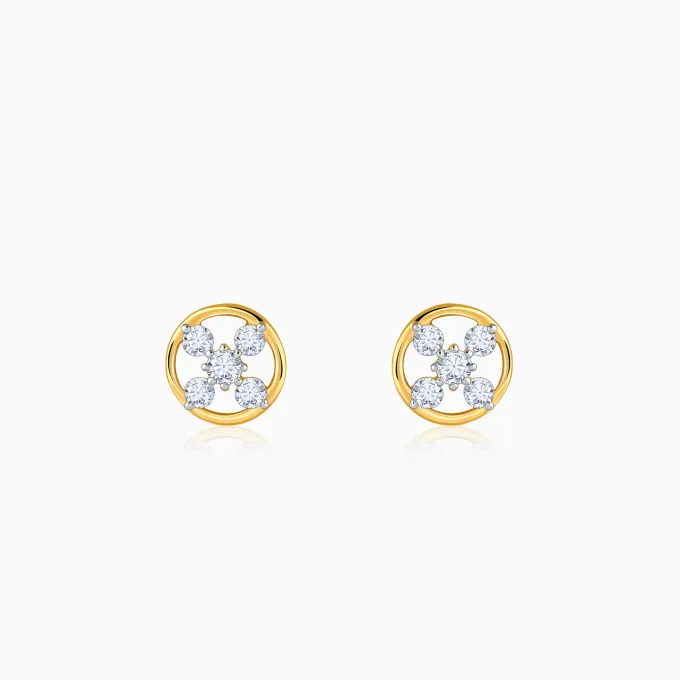 Gold Circle of Cross Lab Grown Diamond Studs