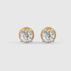 Gold Classic Solitaire Diamond Stud Earrings