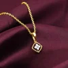 Gold Classic Square Diamond Pendant
