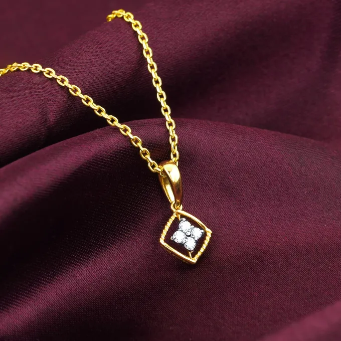 Gold Classic Square Diamond Pendant