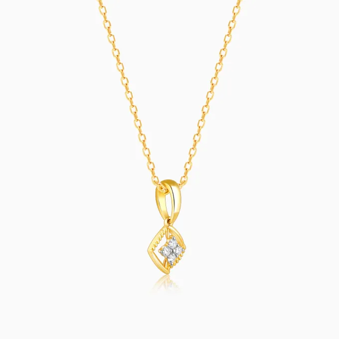 Gold Classic Square Diamond Pendant