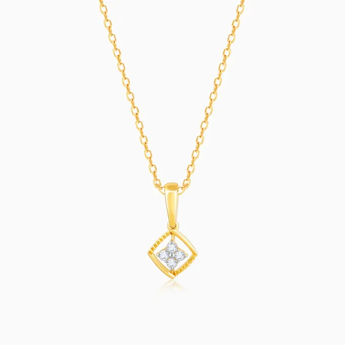 Gold Classic Square Diamond Pendant
