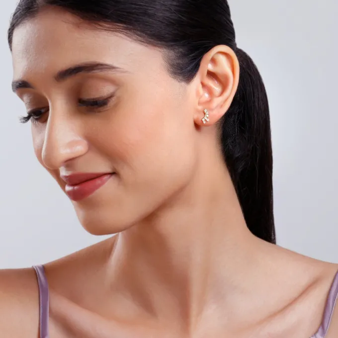 Gold Climber Lab Grown Diamond Studs