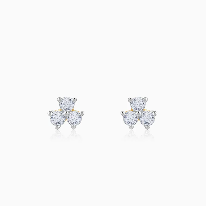 Gold Clover Lab Grown Diamond Stud Earrings