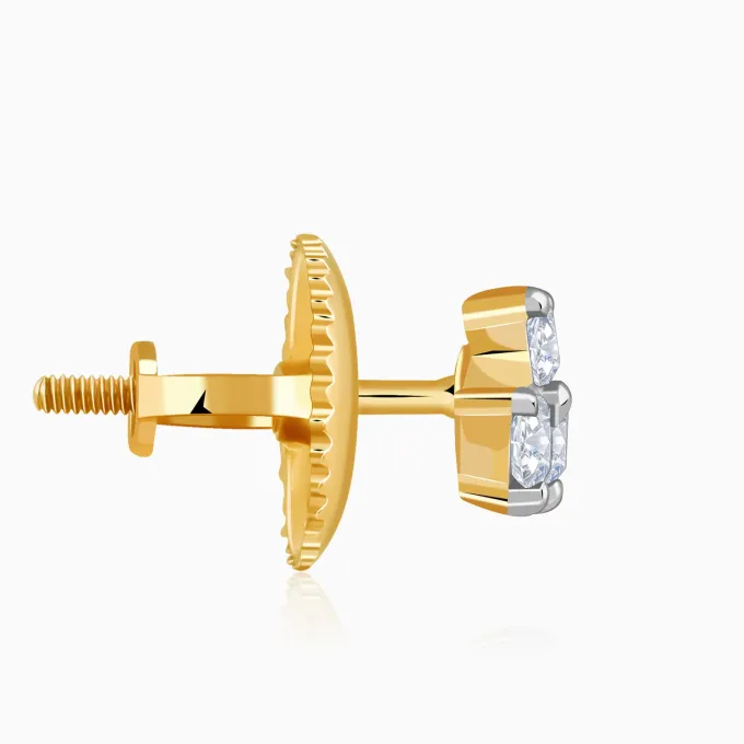 Gold Clover Lab Grown Diamond Stud Earrings