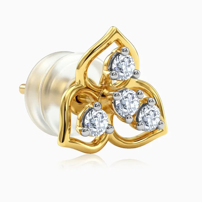 Gold Clover Loop Lab Grown Diamond Earrings