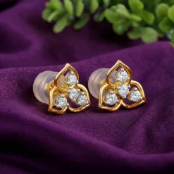 Gold Clover Loop Lab Grown Diamond Earrings