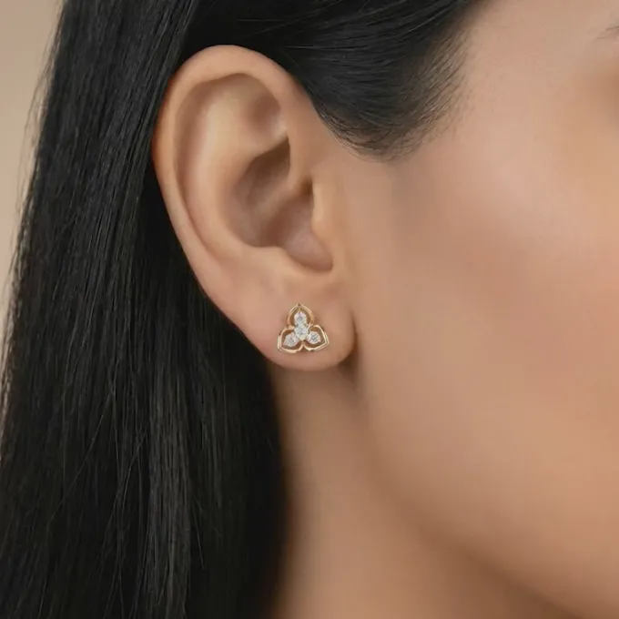 Gold Clover Loop Lab Grown Diamond Earrings