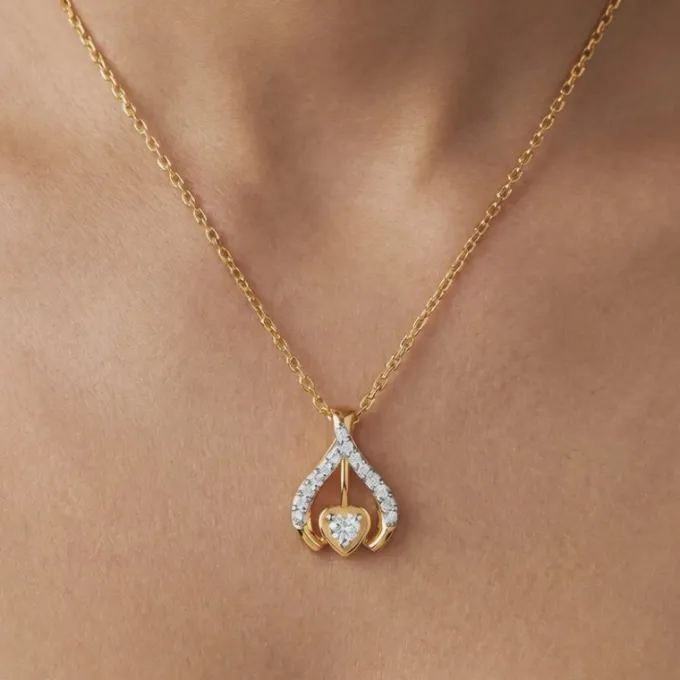 Gold Crocus Love Lab Grown Diamond Pendant