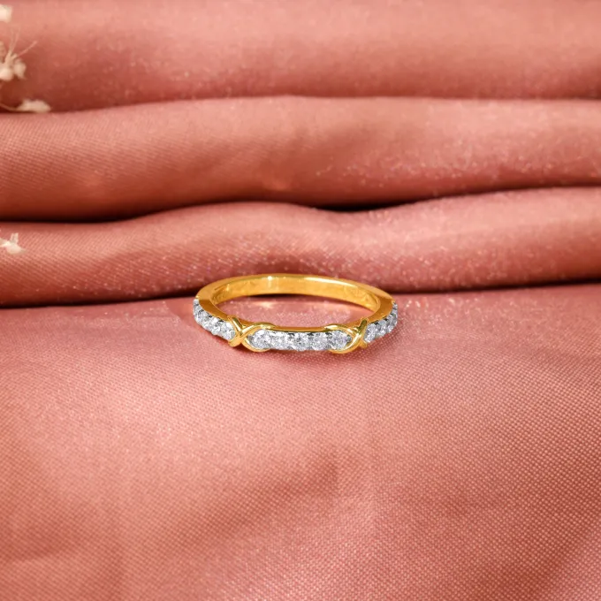Gold Crossroads Channel Lab Grown Diamond Ring