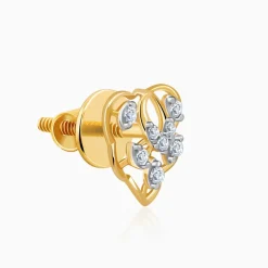 Gold Crystal Lure Lab Grown Diamond Stud Earrings