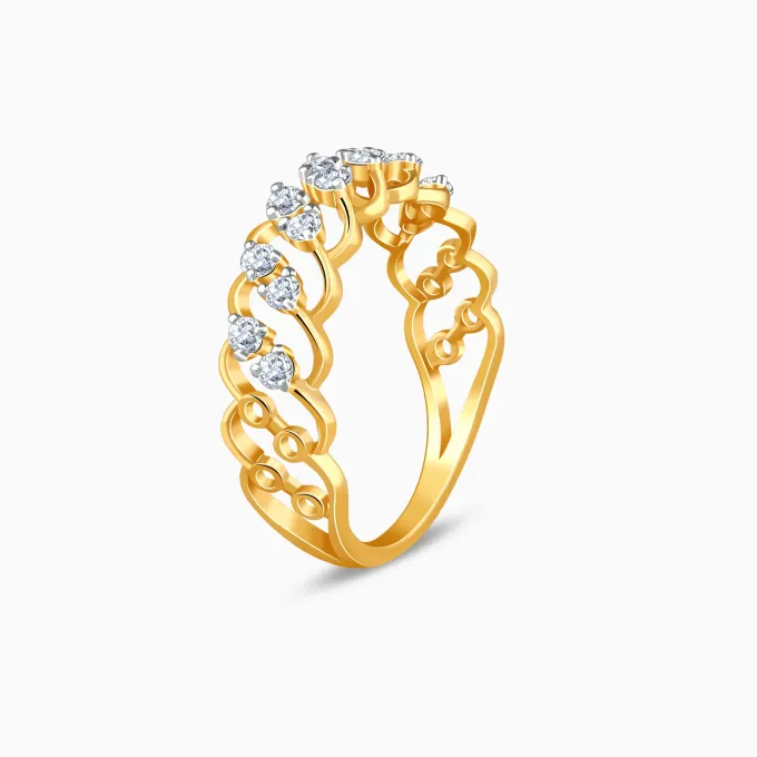 Gold Curl Lab Grown Diamond Ring