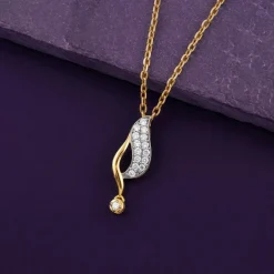 Gold Curvefall Lab Grown Diamond Pendant
