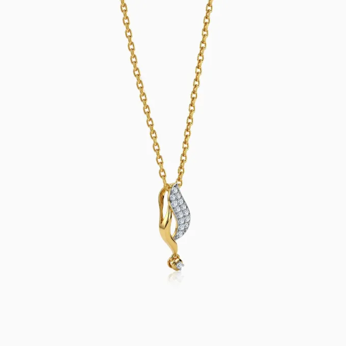 Gold Curvefall Lab Grown Diamond Pendant