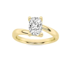Gold Cushion Cut Solitaire Diamond Ring