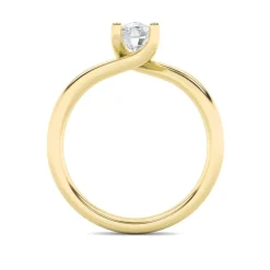 Gold Cushion Cut Solitaire Diamond Ring
