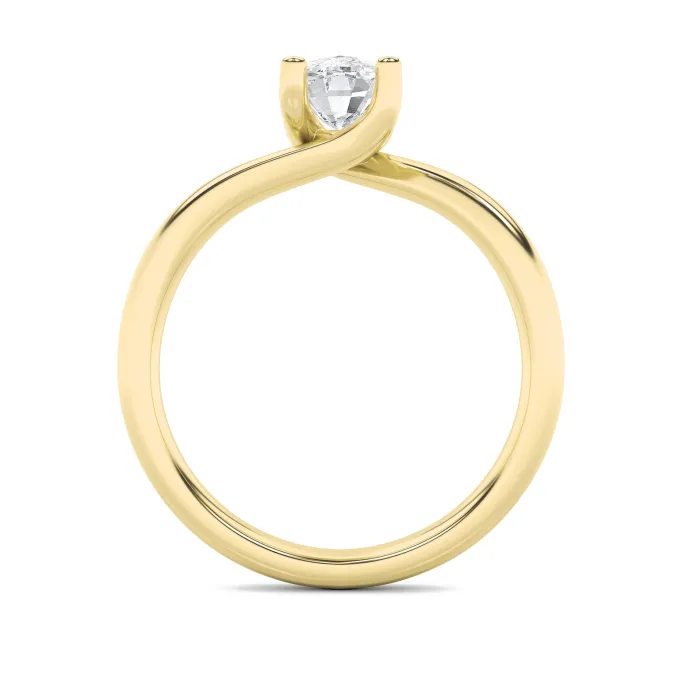 Gold Cushion Cut Solitaire Diamond Ring