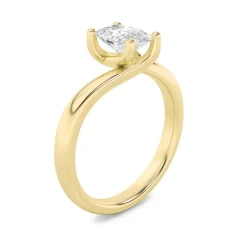 Gold Cushion Cut Solitaire Diamond Ring