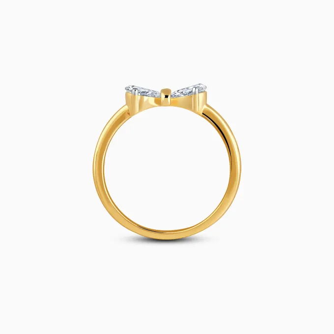 Gold Cute Bow Lab Grown Diamond Ring