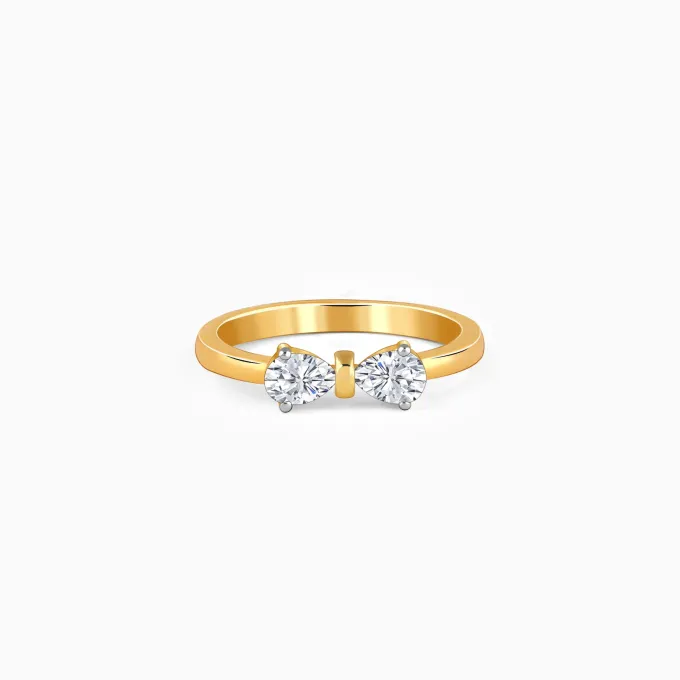 Gold Cute Bow Lab Grown Diamond Ring