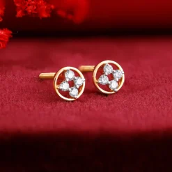 Gold Cute Lab Grown Diamond Stud Earrings