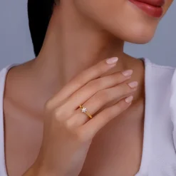 Gold Dewdrop Lab Grown Diamond Ring (Size 12)