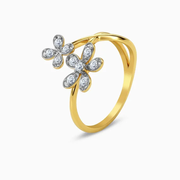 Gold Double Bloom Lab Grown Diamond Ring (Size 12)