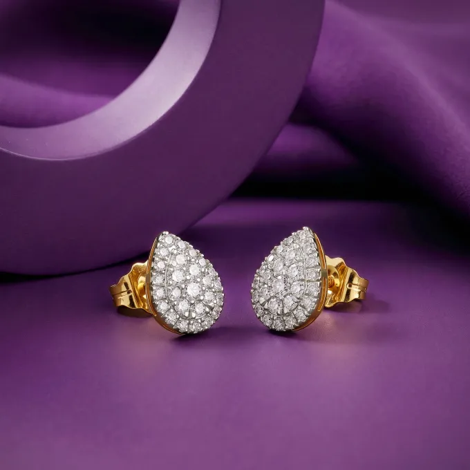 Gold Drape Lab Grown Diamond Earrings
