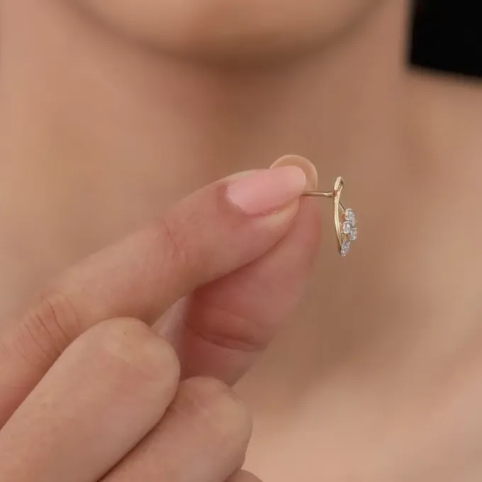 Gold Dropping Ray Lab Grown Diamond Earrings