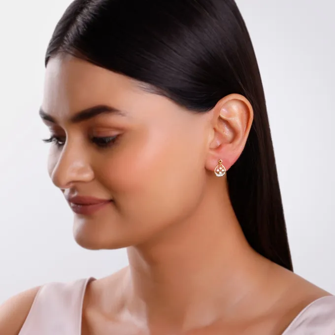 Gold Dropping Ray Lab Grown Diamond Earrings