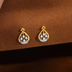 Gold Dropping Ray Lab Grown Diamond Earrings