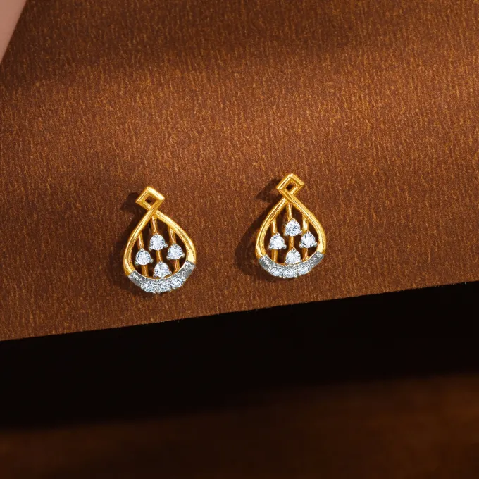Gold Dropping Ray Lab Grown Diamond Earrings