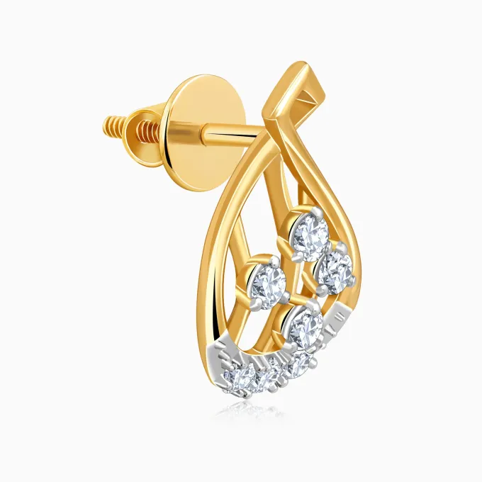 Gold Dropping Ray Lab Grown Diamond Earrings