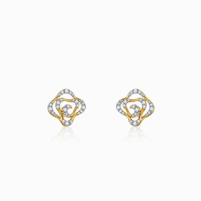 Gold Elan Clover Lab Grown Diamond Earrings