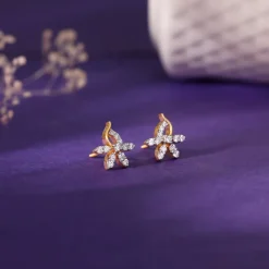Gold Elegant Flora Diamond Earrings