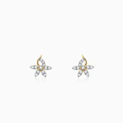 Gold Elegant Flora Diamond Earrings