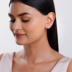 Gold Elegant Starbust Lab Grown Diamond Earrings